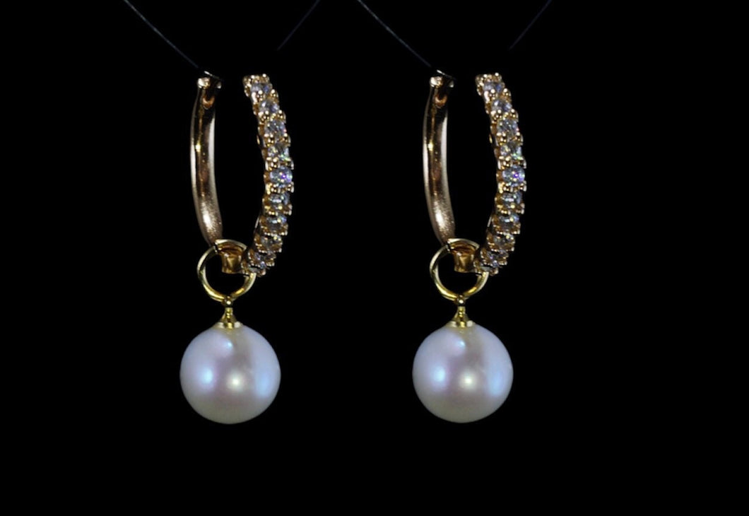 10mm Natural White Color AAA Genuine Pearl Earrings, Genuine Pearl Earrings,