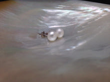 Load image into Gallery viewer, Genuine Pearl Earring, Genuine Pearl Stud, AAA Pearl Stud, 7mm Pearl Stud Earrings, Freshwater Pearl Studs, White Pearl Earrings, Elegant St
