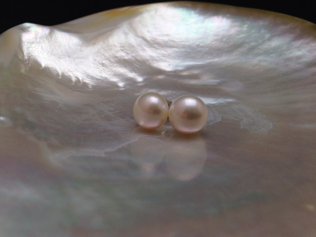 Genuine Pearl Earring, AAA Pearl Stud, 10mm Pearl Stud Earrings, Large Pearl Studs, White Pearl Earrings, Elegant Studs