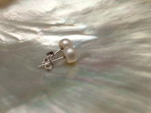 Load image into Gallery viewer, Genuine Pearl Earring, Genuine Pearl Stud, AAA Pearl Stud, 7mm Pearl Stud Earrings, Freshwater Pearl Studs, White Pearl Earrings, Elegant St
