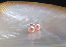 Load image into Gallery viewer, 7mm Natural Pink Color AAA Genuine Pearl Earrings, Genuine Pearl Studs, Genuine Pearl Earrings, Genuine Pearl Stud Earrings, 925 Silver Post
