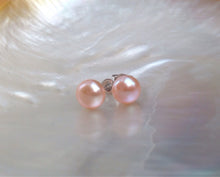 Load image into Gallery viewer, 7mm Natural Pink Color AAA Genuine Pearl Earrings, Genuine Pearl Studs, Genuine Pearl Earrings, Genuine Pearl Stud Earrings, 925 Silver Post
