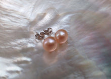 Load image into Gallery viewer, 7mm Natural Pink Color AAA Genuine Pearl Earrings, Genuine Pearl Studs, Genuine Pearl Earrings, Genuine Pearl Stud Earrings, 925 Silver Post
