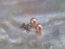 Load image into Gallery viewer, 7mm Natural Pink Color AAA Genuine Pearl Earrings, Genuine Pearl Studs, Genuine Pearl Earrings, Genuine Pearl Stud Earrings, 925 Silver Post
