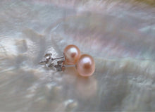 Load image into Gallery viewer, 8mm Natural Pink Color AAA Genuine Pearl Earrings, Genuine Pearl Studs, Genuine Pearl Earrings, Genuine Pearl Stud Earrings, 925 Silver Post

