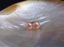 Load image into Gallery viewer, 8mm Natural Pink Color AAA Genuine Pearl Earrings, Genuine Pearl Studs, Genuine Pearl Earrings, Genuine Pearl Stud Earrings, 925 Silver Post
