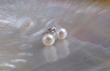 Load image into Gallery viewer, 8mm Genuine AAA Pearl Earrings,Genuine Pearl Studs, Genuine Pearl Earrings, Genuine Pearl Stud Earrings, Freshwater Pearl Studs, 925 Silver
