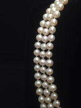 Load image into Gallery viewer, Triple Strand Pearl Necklace, Genuine Pearl Necklace, AA+ Pearl Necklace, Freshwater Pearl Necklace, 6mm-6.5mm
