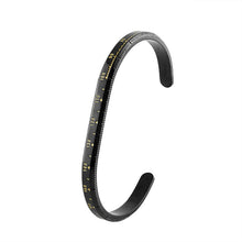 Load image into Gallery viewer, “The Tachymeter” Cuff Bracelet in Black with Hand Painted Yellow Gold Tachymeter
