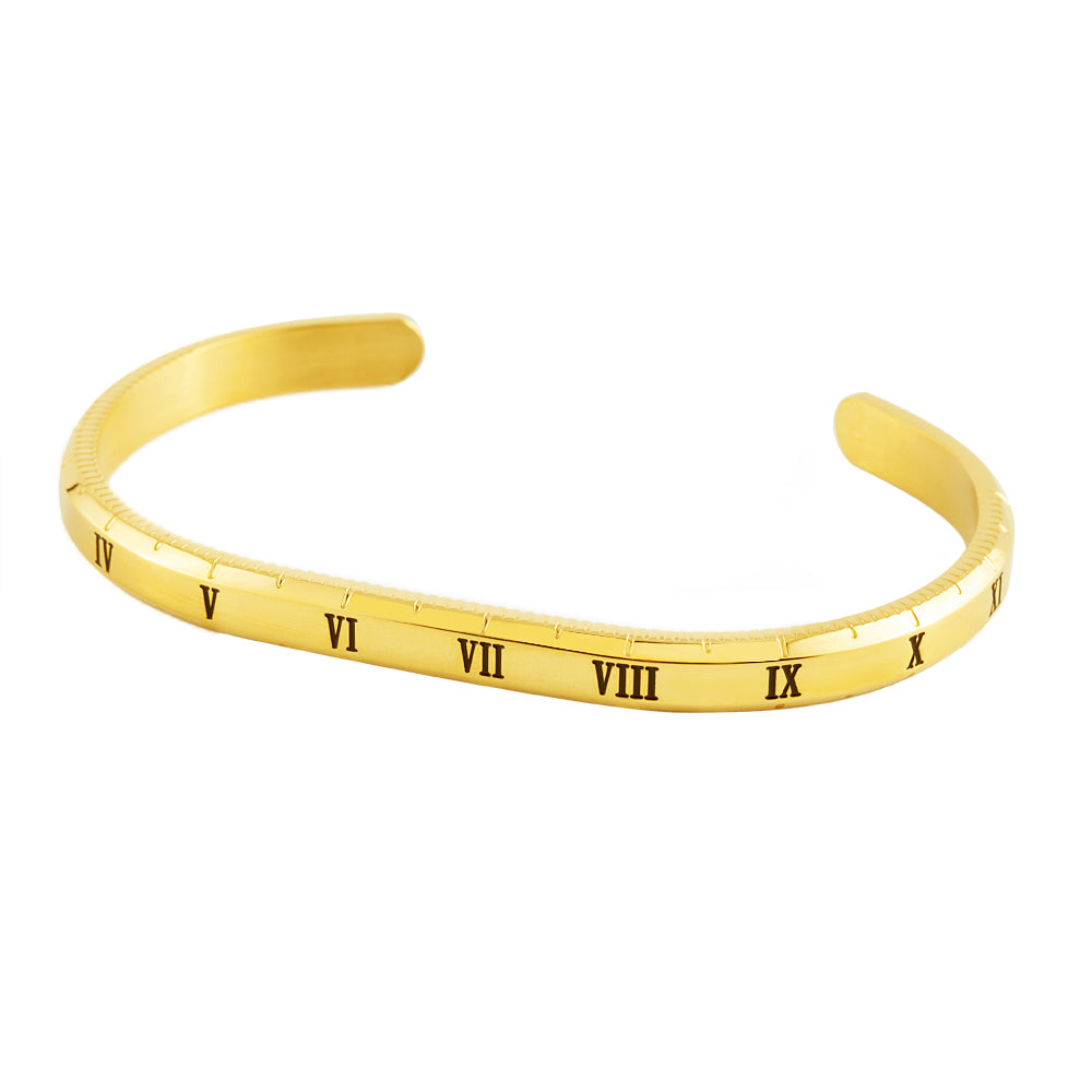 “The Dial” hand painted cuff bracelet in Gold tone