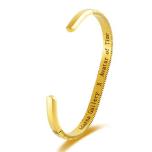 Load image into Gallery viewer, “The Dial” hand painted cuff bracelet in Gold tone with Minute Markings
